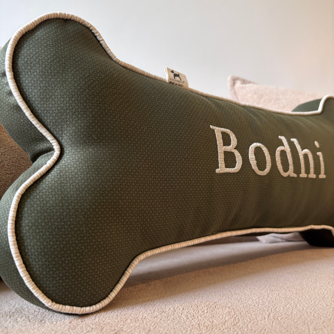 Dog name pillow bone shape online Dubai | Dog Name Pillows Dubai | PoochMate UAE