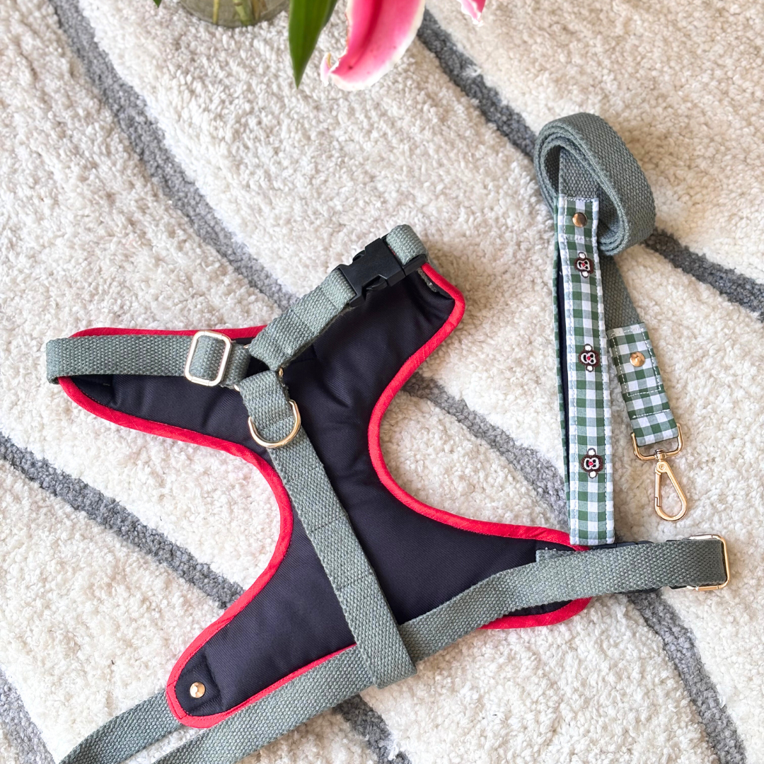 Adjustable cotton dog harness & leash Set | PoochMate UAE Dog Harness