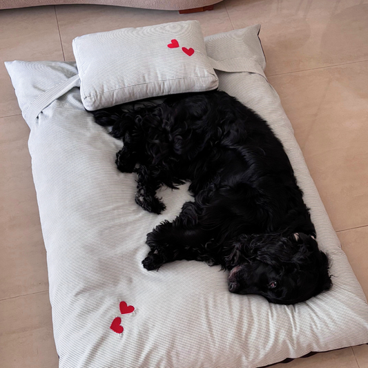 PoochMate Green Stripe Cotton Flat Dog Bed