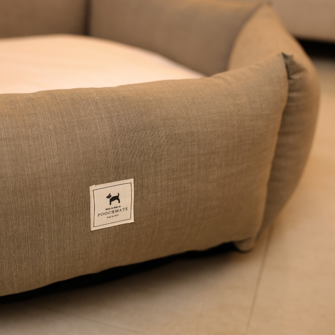 PoochMate Sawdust Linen ComfyHexa Dog Bed