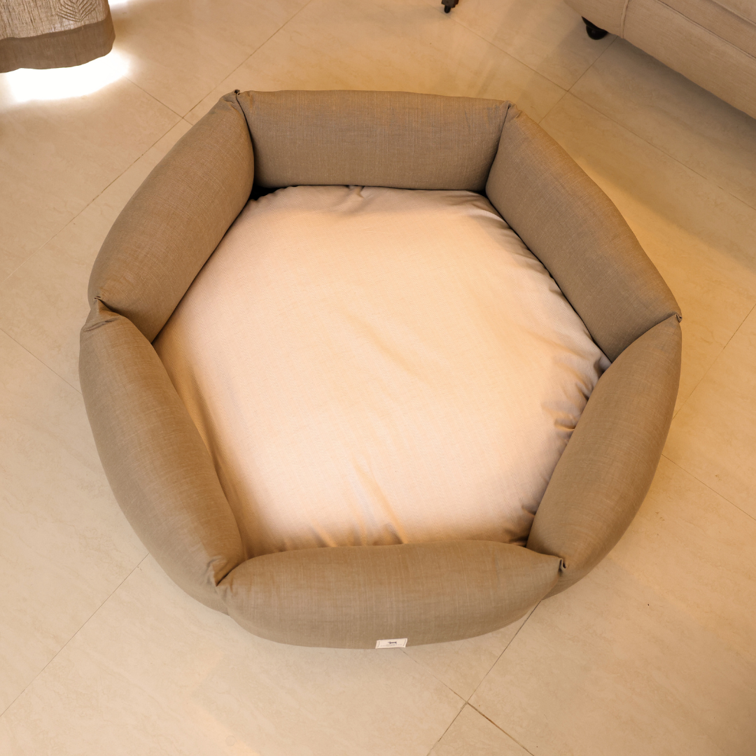Hexagon Shape dog bed | Linen Dog beds | Minimal Style dog beds
