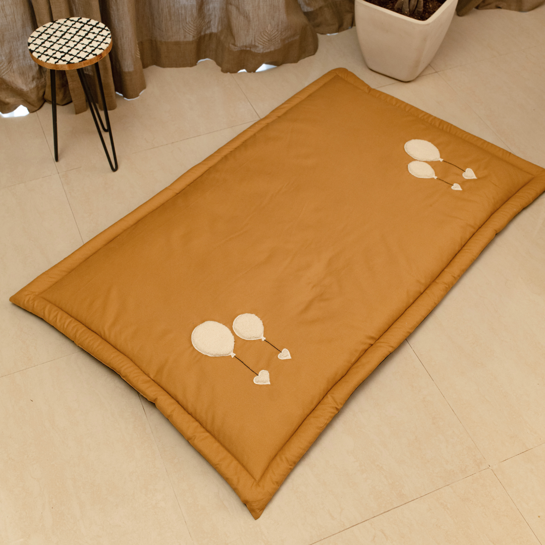 PoochMate OAK BOHO Mustard Cotton Mat : Balloon Applique