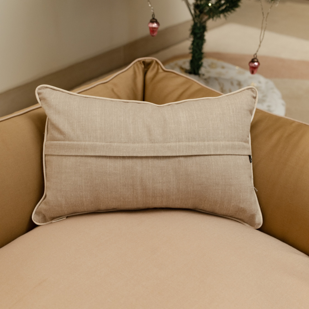 PoochMate OAK BOHO Beige Linen Flat Pillow : Moon Star