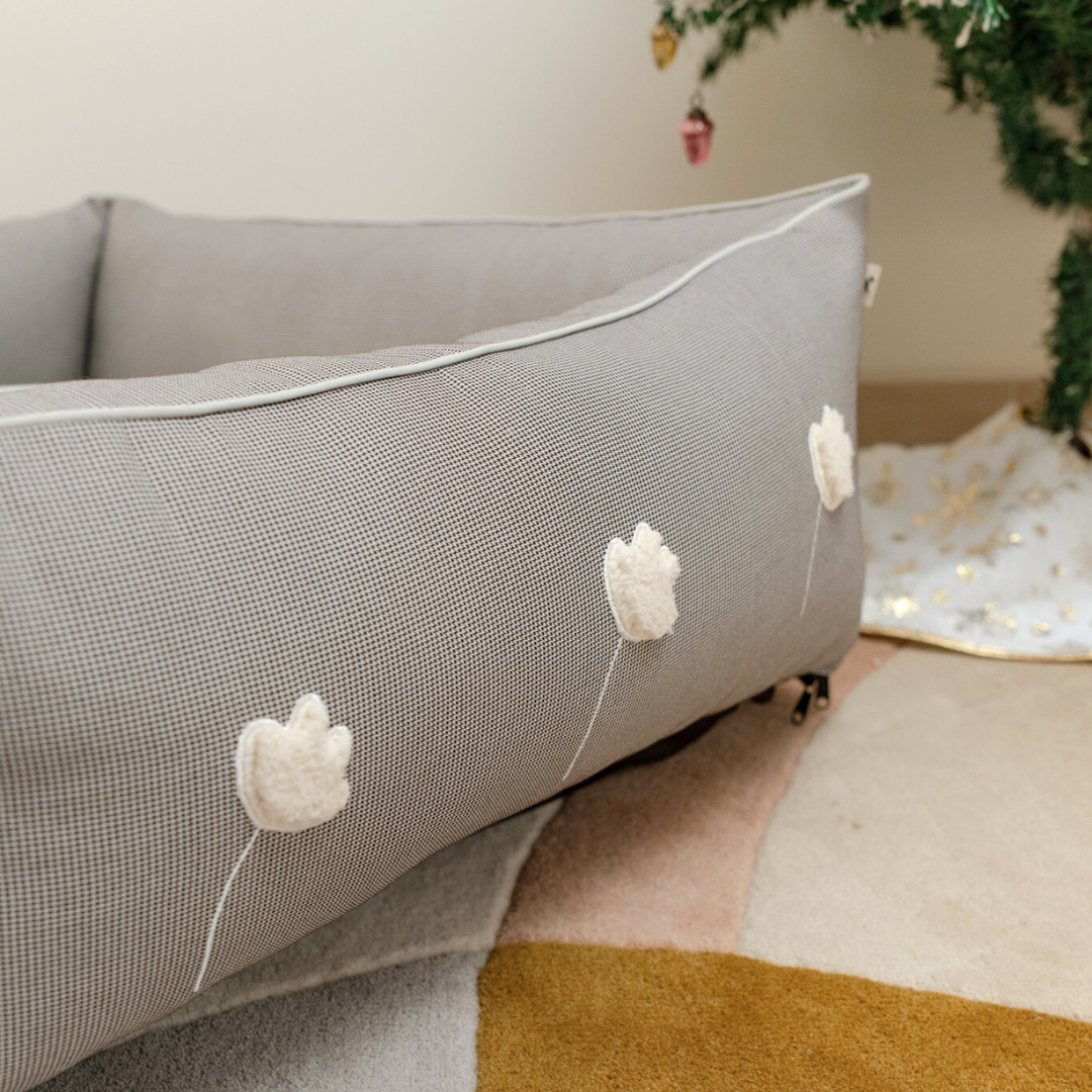 PoochMate OAK BOHO Brown Herringbone Dog Bed