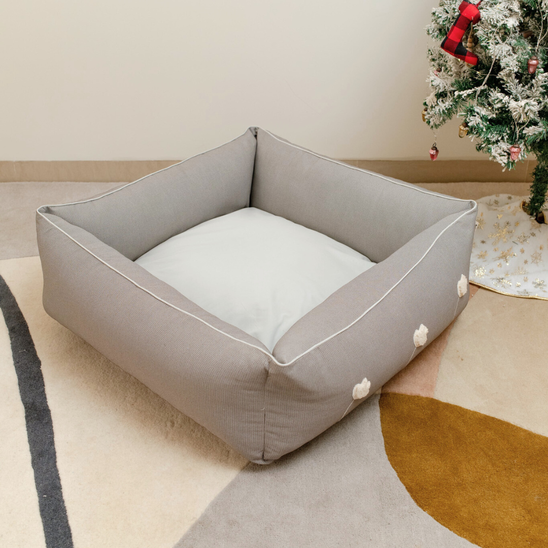 PoochMate OAK BOHO Brown Herringbone Dog Bed