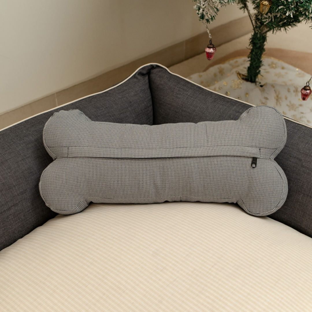 PoochMate OAK BOHO Herringbone Blue Bone Pillow: Hearts