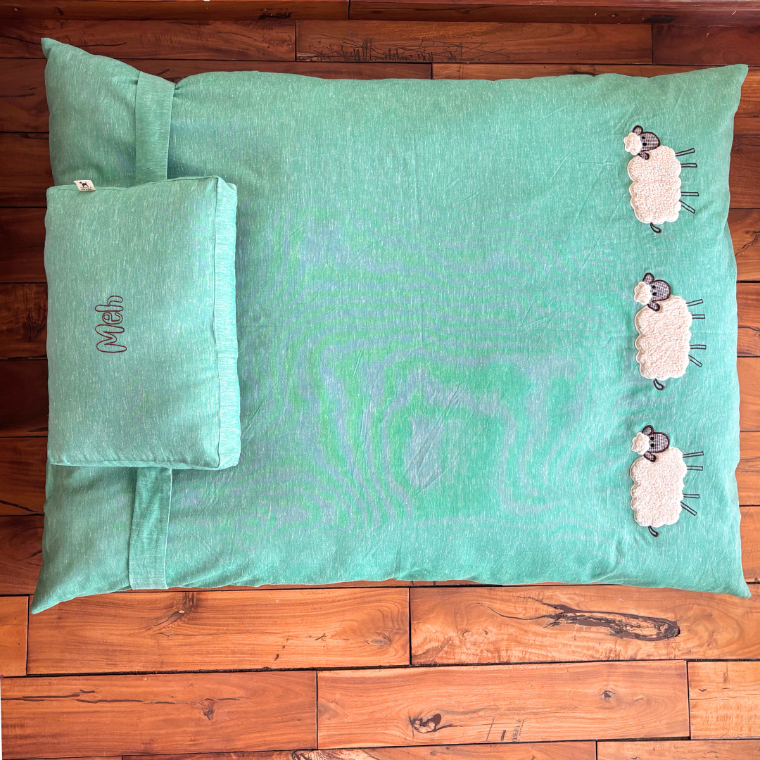 PoochMate Sage Linen Cloud Flat Dog Bed