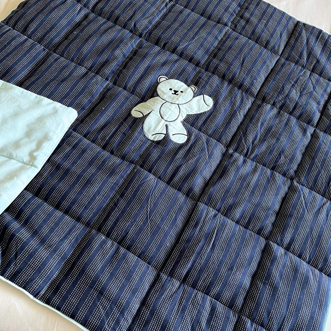 PoochMate OAK 3.0 : Panda Applique Navy Handloom Cotton Blanket Large