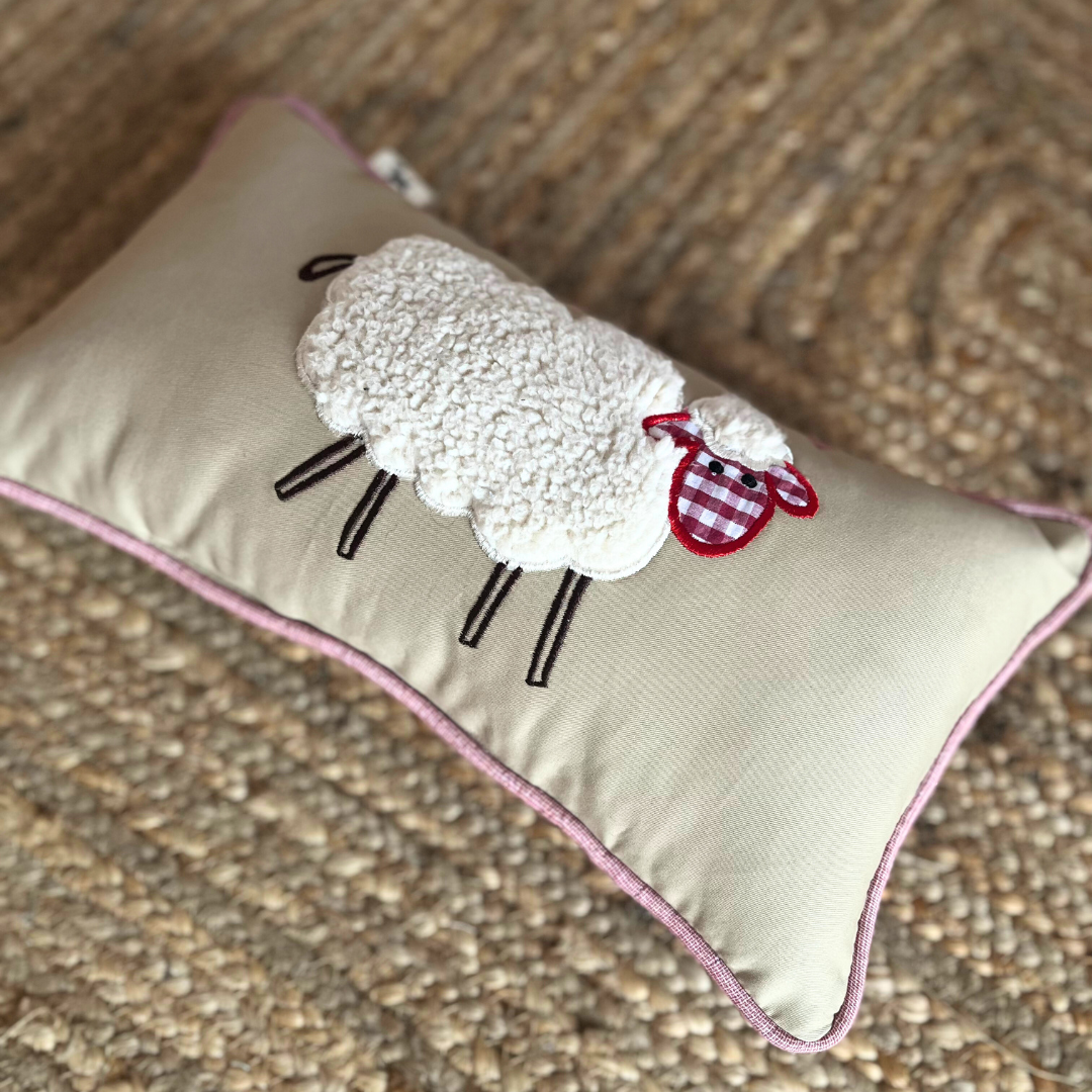 PoochMate Beige Rectangle Pillow with sheep
