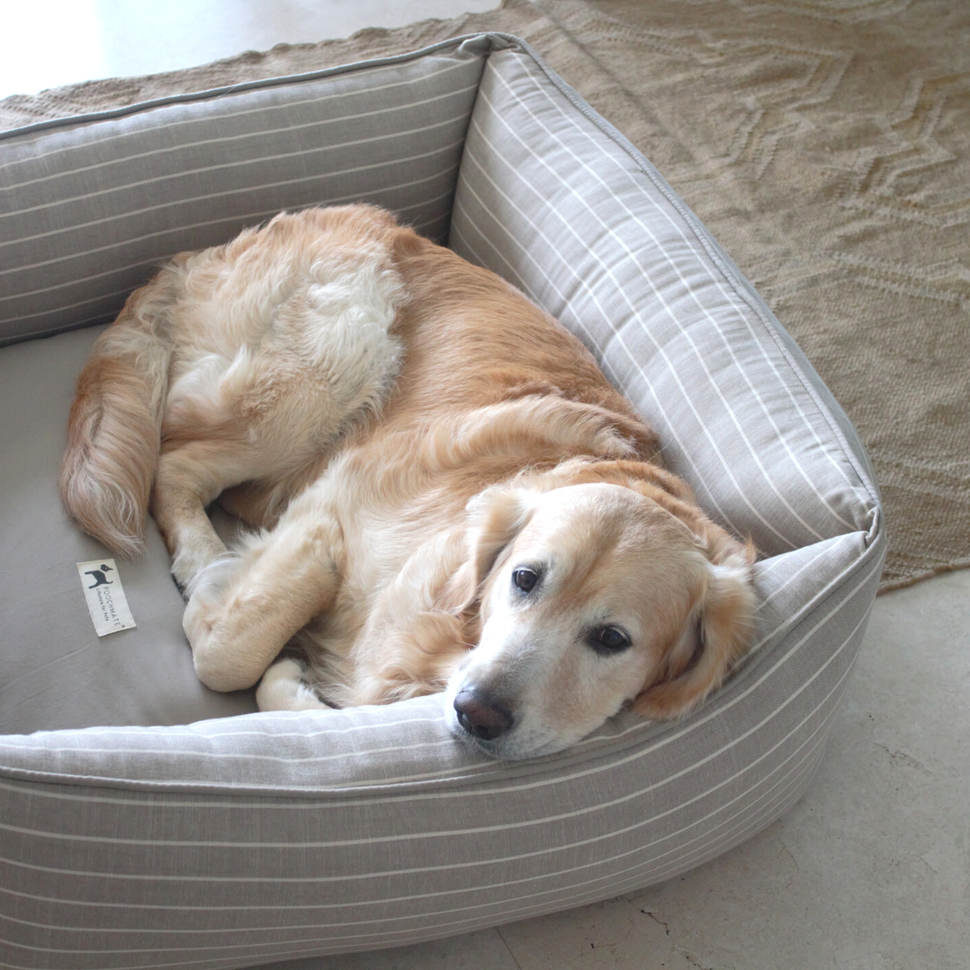 PoochMate Sand Stripe Linen Dog Bed