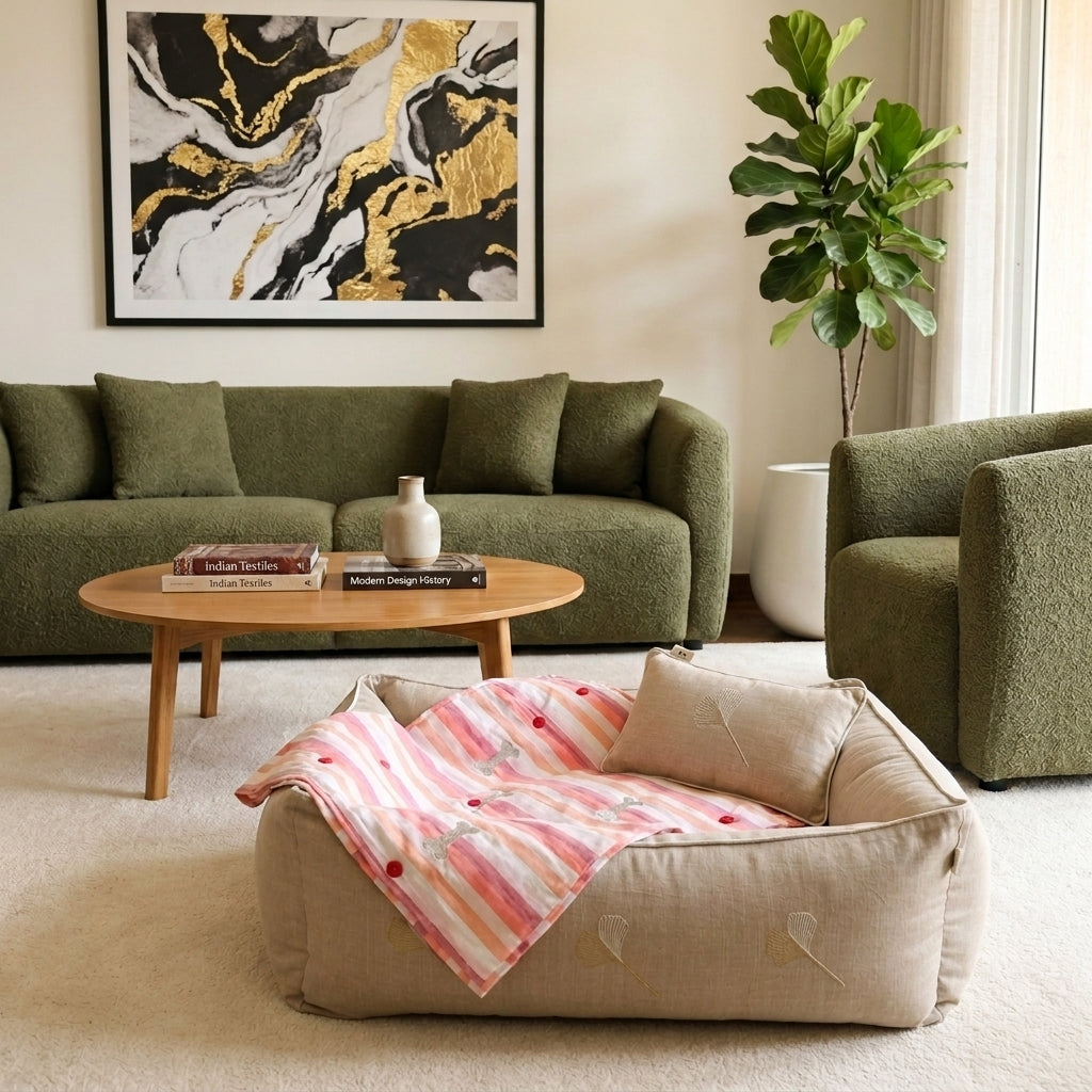 Linen Dog Beds UAE | Dog Beds with washable covers Dubai | large dog bed and blanket sets Dubai
