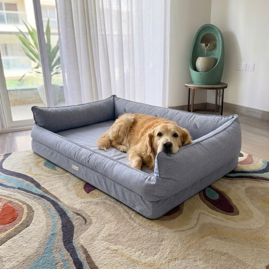 Orthopedic dog beds Dubai| Memory foam dog beds Dubai| Memory foam dog sofa bed Dubai| Memory foam dog bed with raised sides UAE | PoochMate UAE memory Foam Dog bed