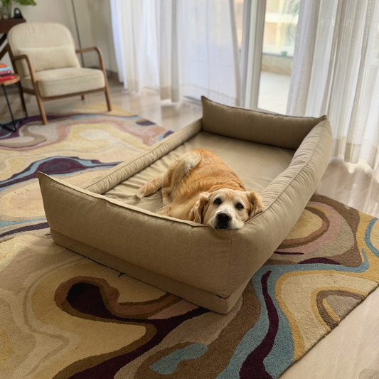Orthopaedic dog beds Dubai| Memory foam dog beds Dubai| Memory foam dog sofa bed Dubai| Memory foam dog bed with raised sides UAE | PoochMate UAE memory Foam Dog bed