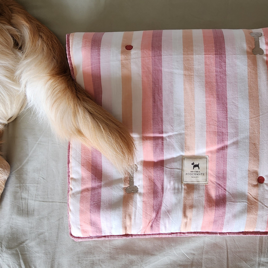 PoochMate Candy Stripe Reversible Cotton Dog Blanket