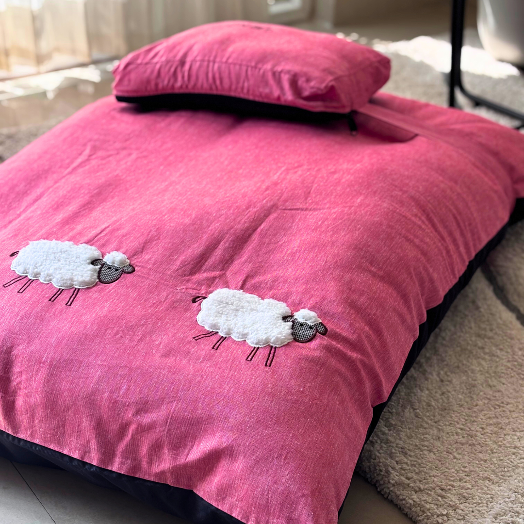 PoochMate Coral Cotton Linen Flat Bed Cover