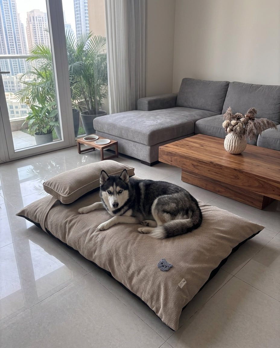 Corduroy Dog Beds Dubai | Dog bed with removable covers | Best dog beds online Dubai| PoochMate UAE Beds