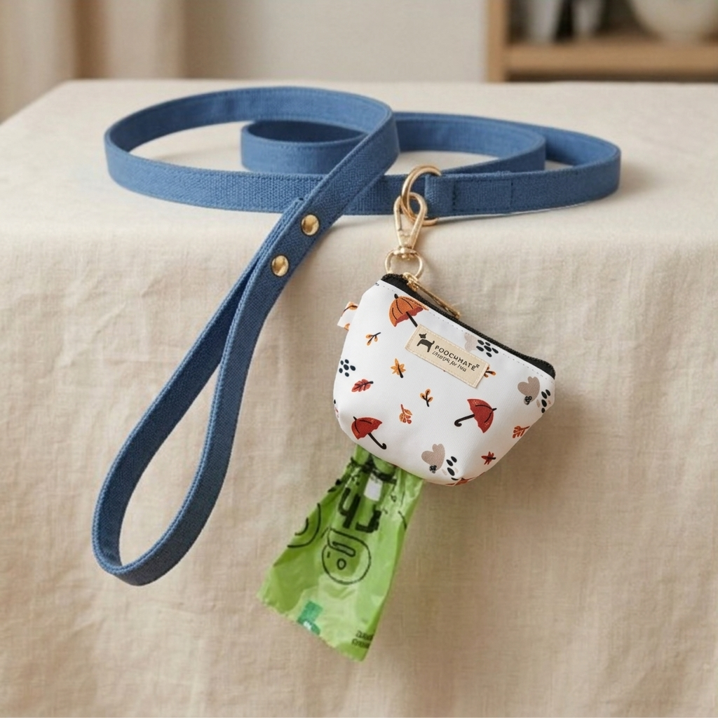 Poop bag dispenser | Dog waste bag dispenser | Dog poop bag for leash | Dog waste pick up bags online India | PoochMate Travel Bed