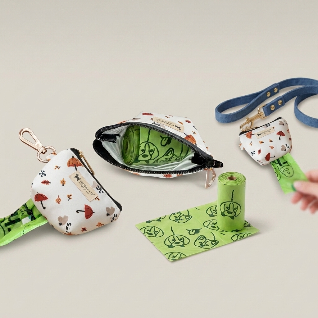 Poop bag dispenser | Dog waste bag dispenser | Dog poop bag for leash | Dog waste pick up bags online India | PoochMate Travel Bed
