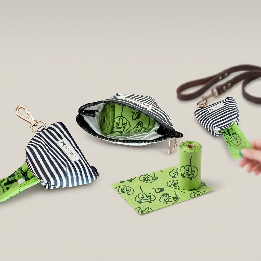 Poop bag dispenser | Dog waste bag dispenser | Dog poop bag for leash | Dog waste pick up bags online India | PoochMate Travel Bed