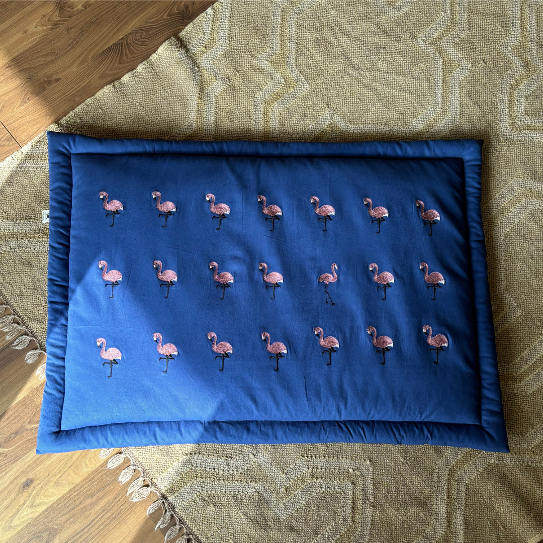 Blue Cotton Dog Mat | Washable Crate Mats for dogs