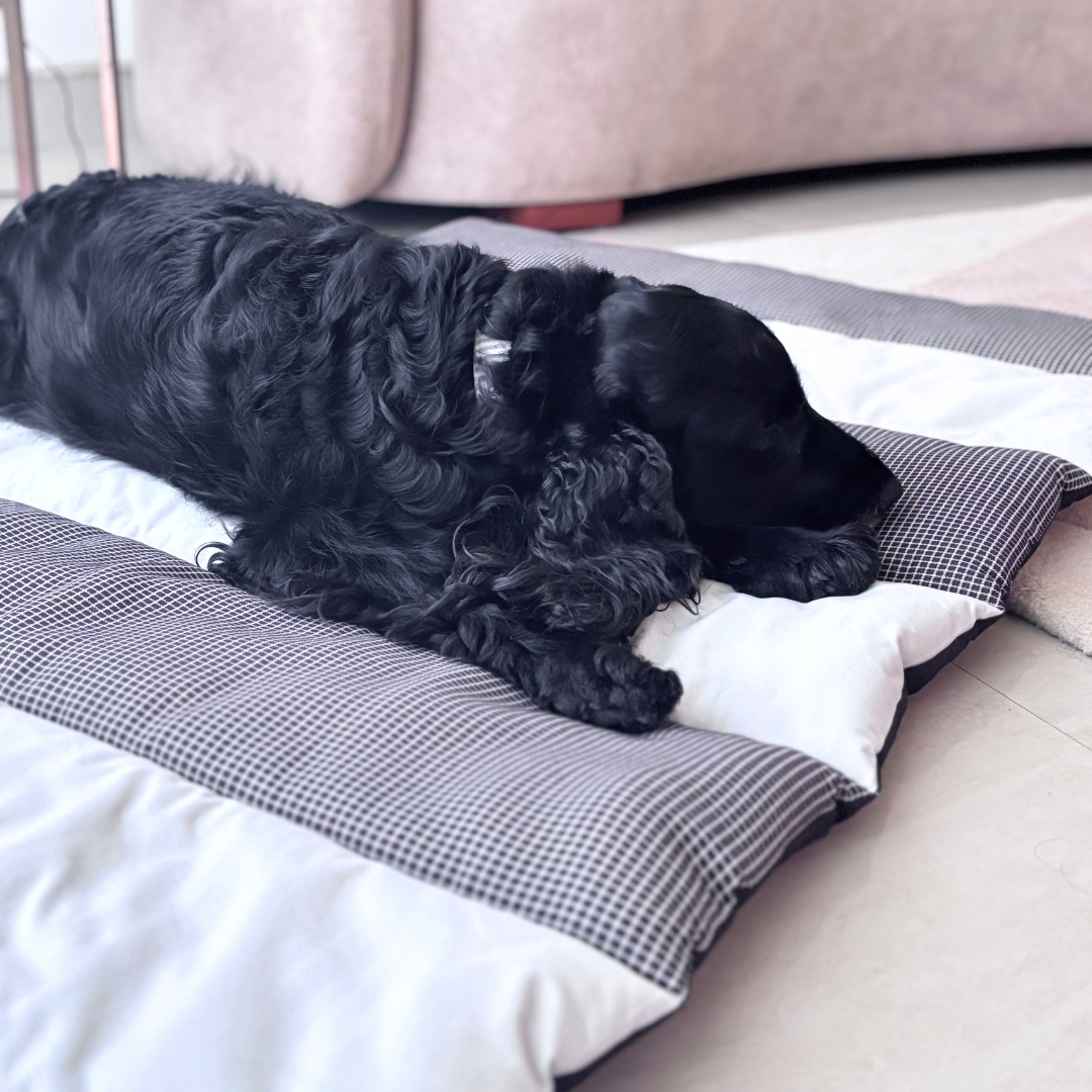 PoochMate Grey-Brown Cotton Panel Quilted Dog Mat 40*30 In