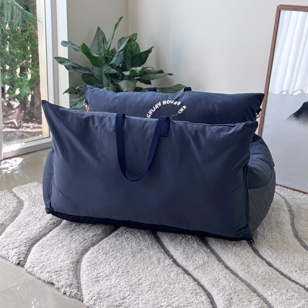 PoochMate Travel Bed for Small Dogs : Highway Hound Blue