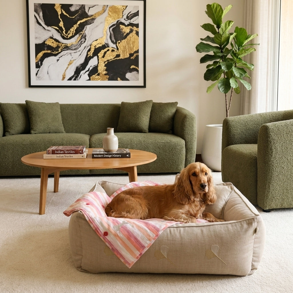 Linen Dog Beds UAE | Dog Beds with washable covers Dubai | large dog bed and blanket sets Dubai