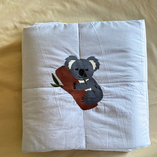 PoochMate Sky Blue & Grey Blanket with Koala: Large