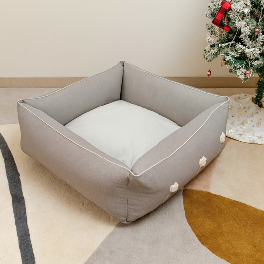 PoochMate OAK BOHO Brown Herringbone Dog Bed