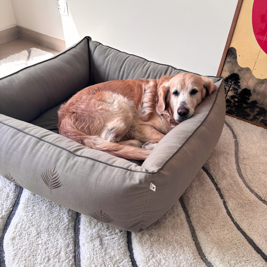 PoochMate Light Olive Linen Dog Bed