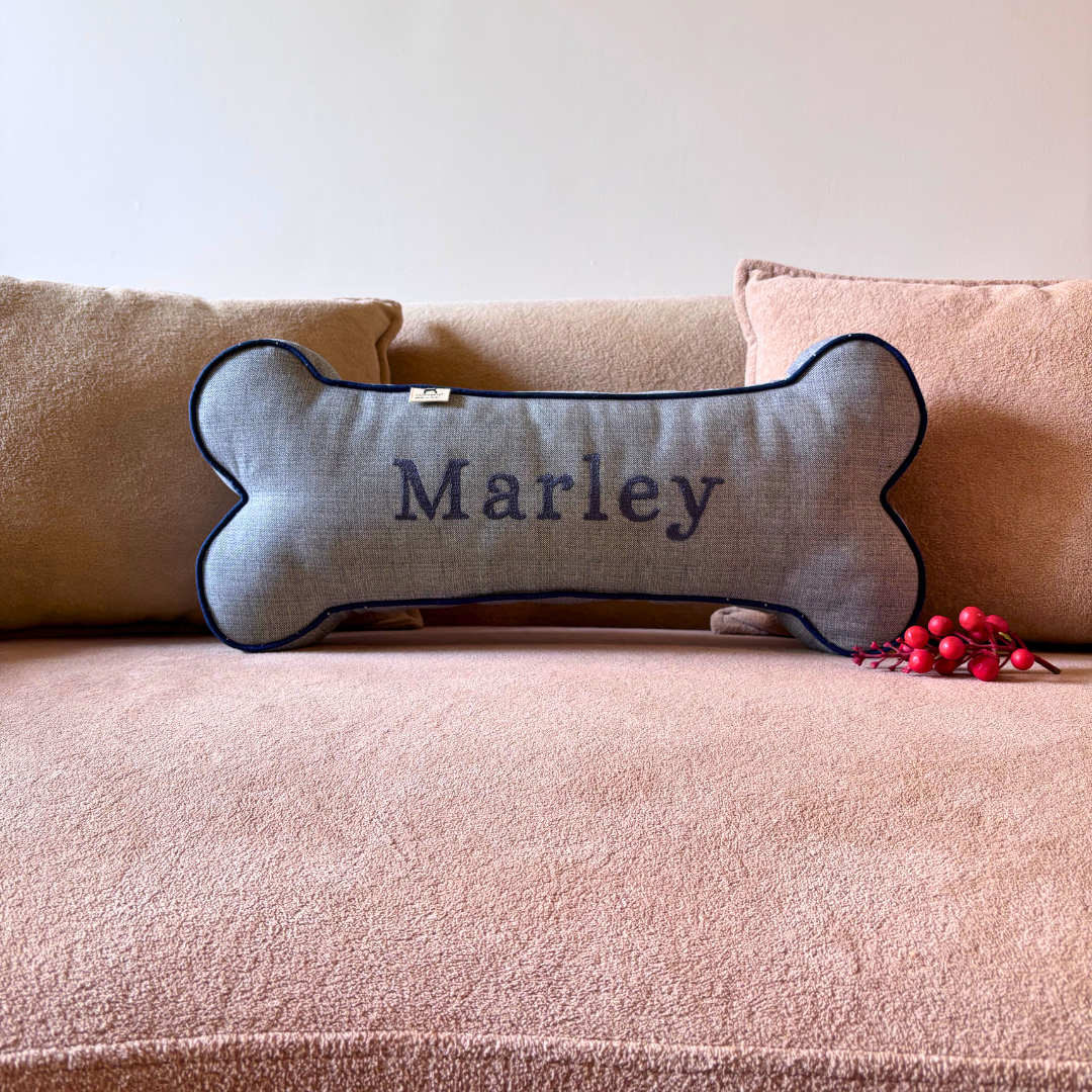 Dog name pillow bone shape online Dubai | Dog Name Pillows Dubai | PoochMate UAE