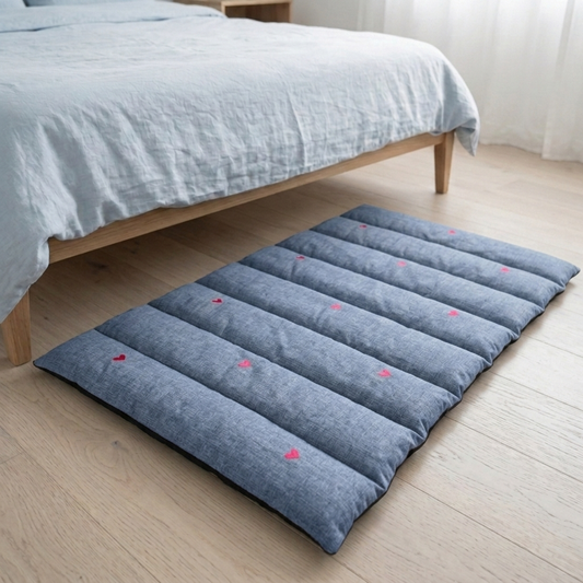 PoochMate Slate Blue Cotton Panel Quilted Dog Mat