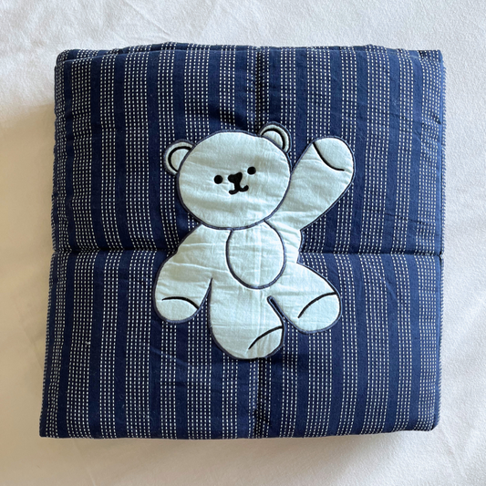 PoochMate OAK 3.0 : Panda Applique Navy Handloom Cotton Blanket Large