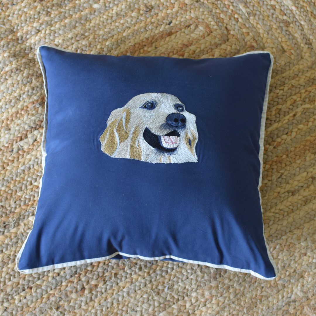 Customized dog cushions Dubai | Cushions with dog face embroidery Dubai