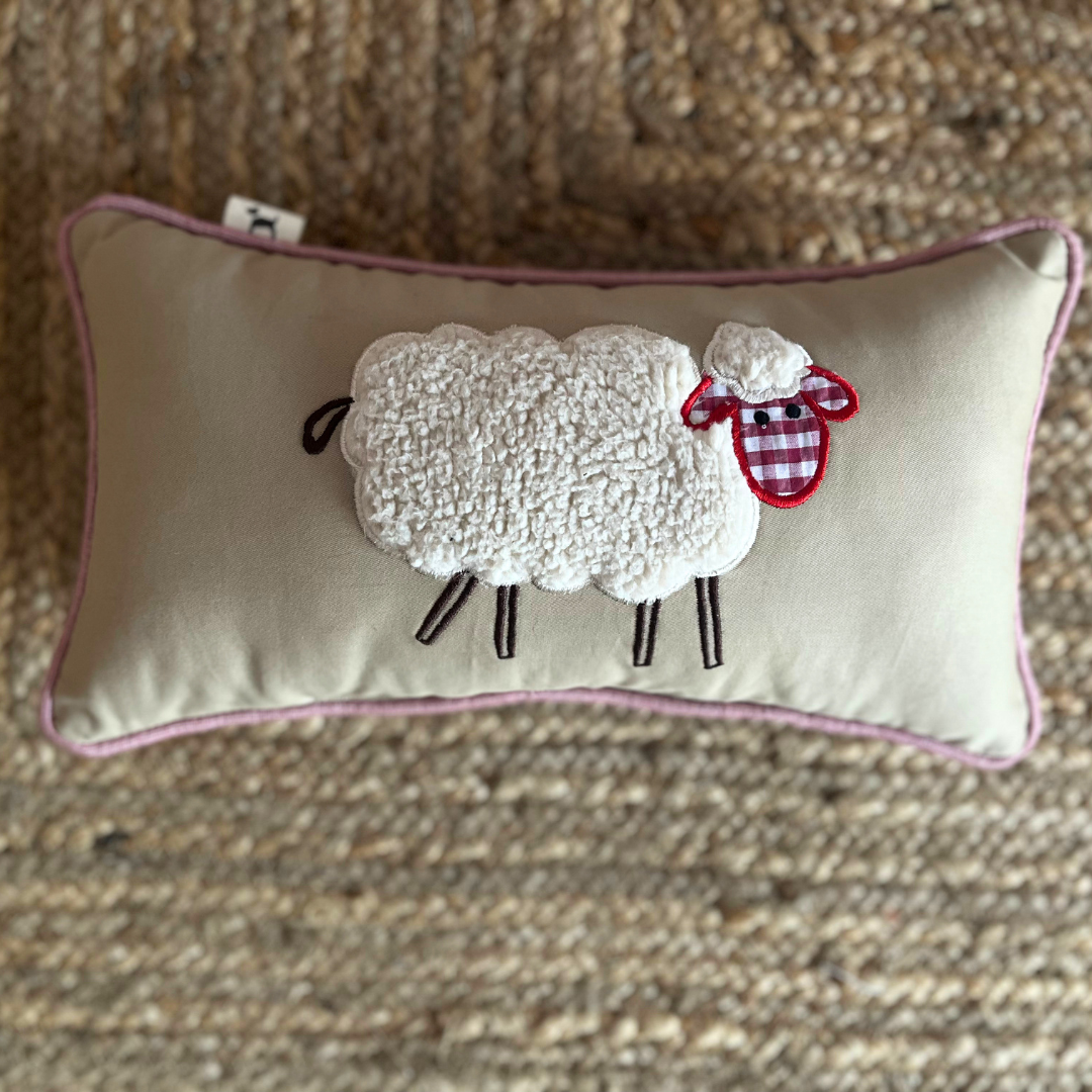 PoochMate Beige Rectangle Pillow with sheep