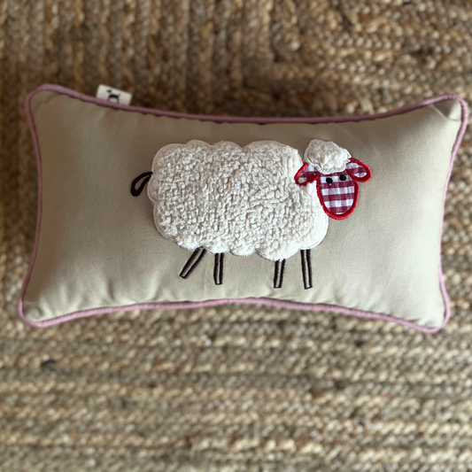 PoochMate Beige Rectangle Pillow with sheep