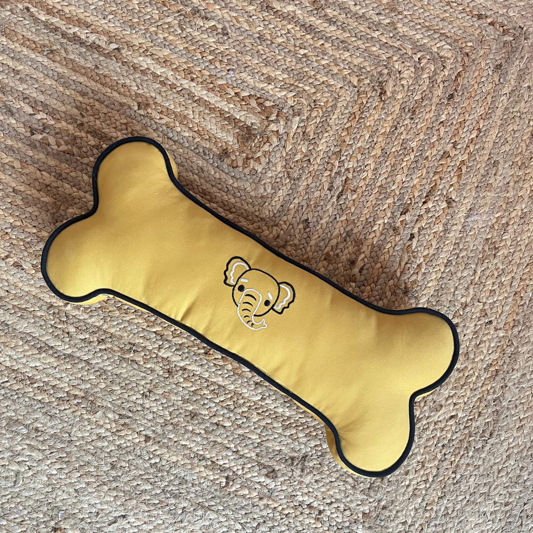 PoochMate OAK 3.0 : Mustard Bone Pillow with Elephant