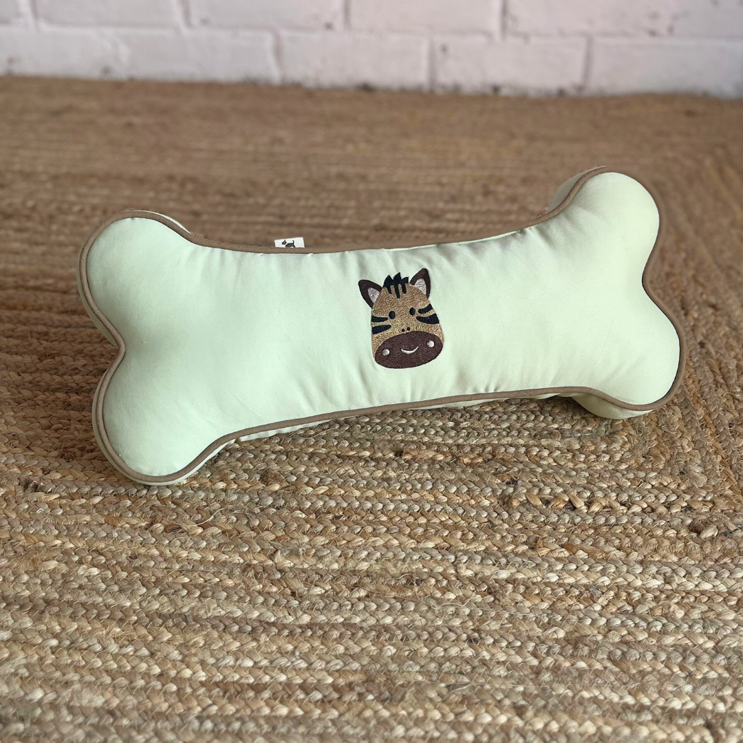 PoochMate OAK 3.0 : Pista Green Bone Pillow with Baby Giraffe