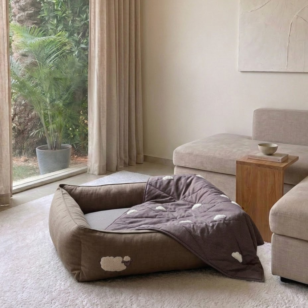 Dog Bed & Blanket Set Dubai| Best dog beds in Dubai | Cotton dog beds UAE| Large dog beds in Dubai| Dog beds with removable covers Dubai | PoochMate UAE